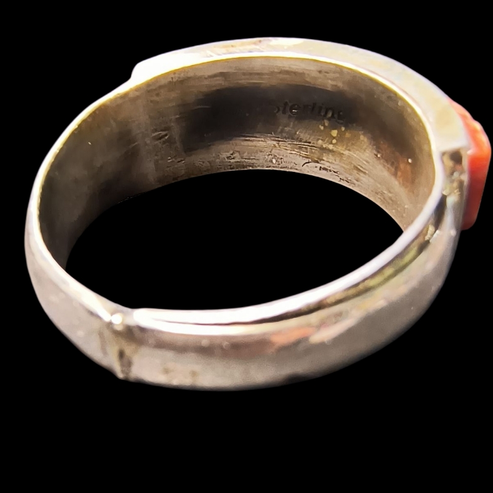 Victor Thompson Navajo Spiny Oyster & Lab Opal Sterling Silver Ring - Picture 8 of 12